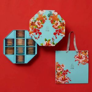 Floral Assorted Cookies Octagon Gift Box