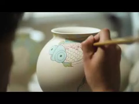 Artist Drawing Double Fish Vase